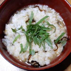 大葉と塩昆布のお粥